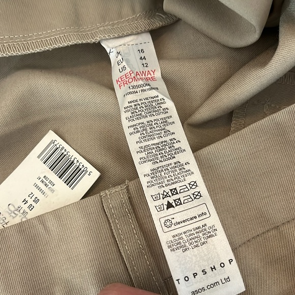 TOPSHOP NWT WIDE LEG PLEATED TAN TROUSERS- Size 12 - Picture 5 of 9